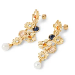 Floral Cluster Statement Drop Earrings