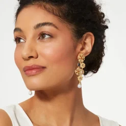 Floral Cluster Statement Drop Earrings