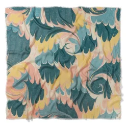 French Marbled Paper Square Silk Scarf