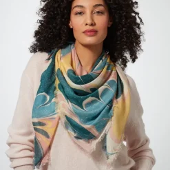 French Marbled Paper Square Silk Scarf