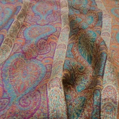 French Paisley Striped Oversize Wool-Blend Shawl