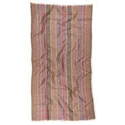 French Paisley Striped Oversize Wool-Blend Shawl