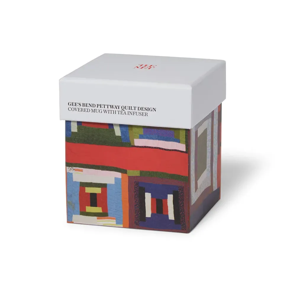 Gee'S Bend Pettway Quilt Design Covered Mug With Tea Infuser