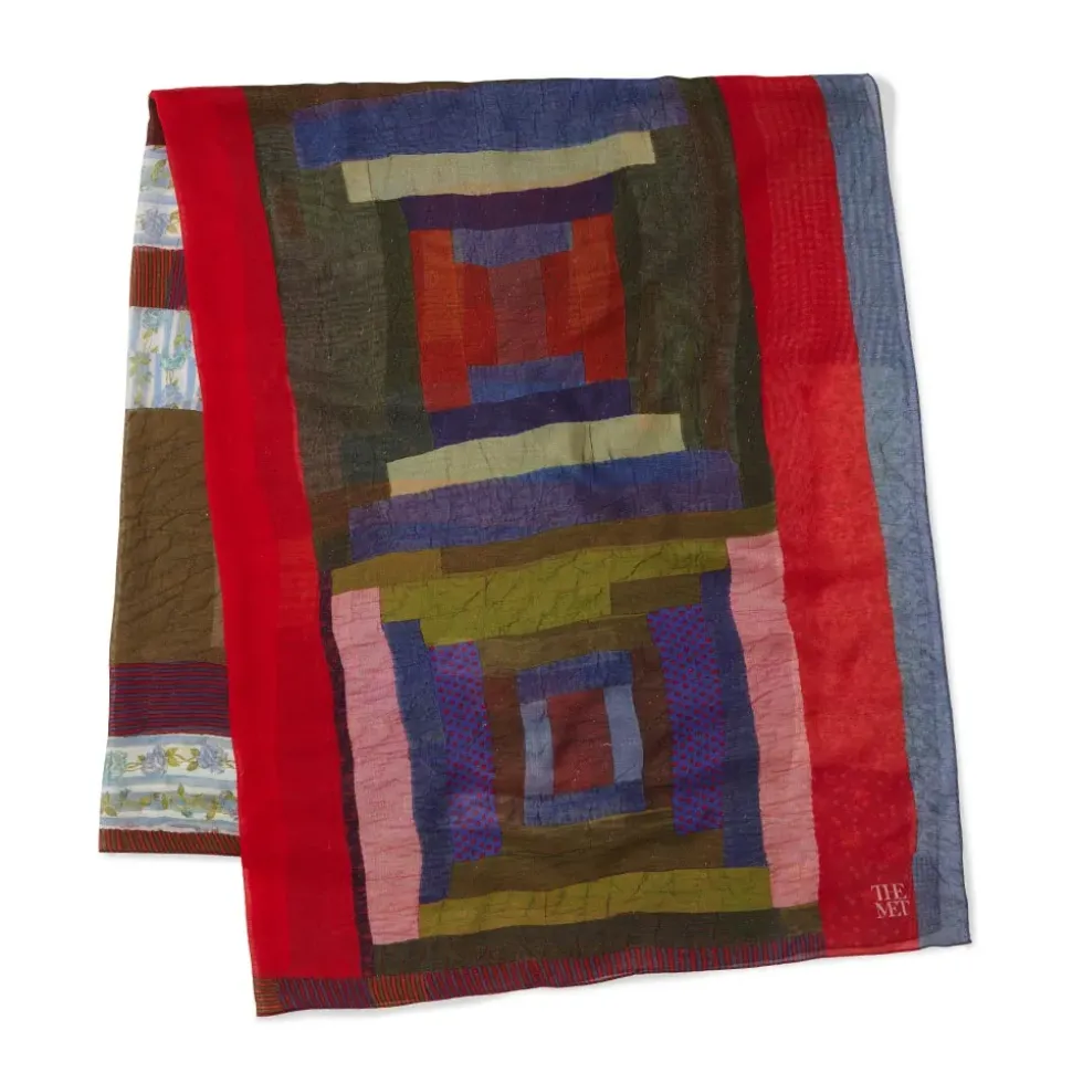 Gee'S Bend Pettway Quilt Design Oblong Silk Scarf