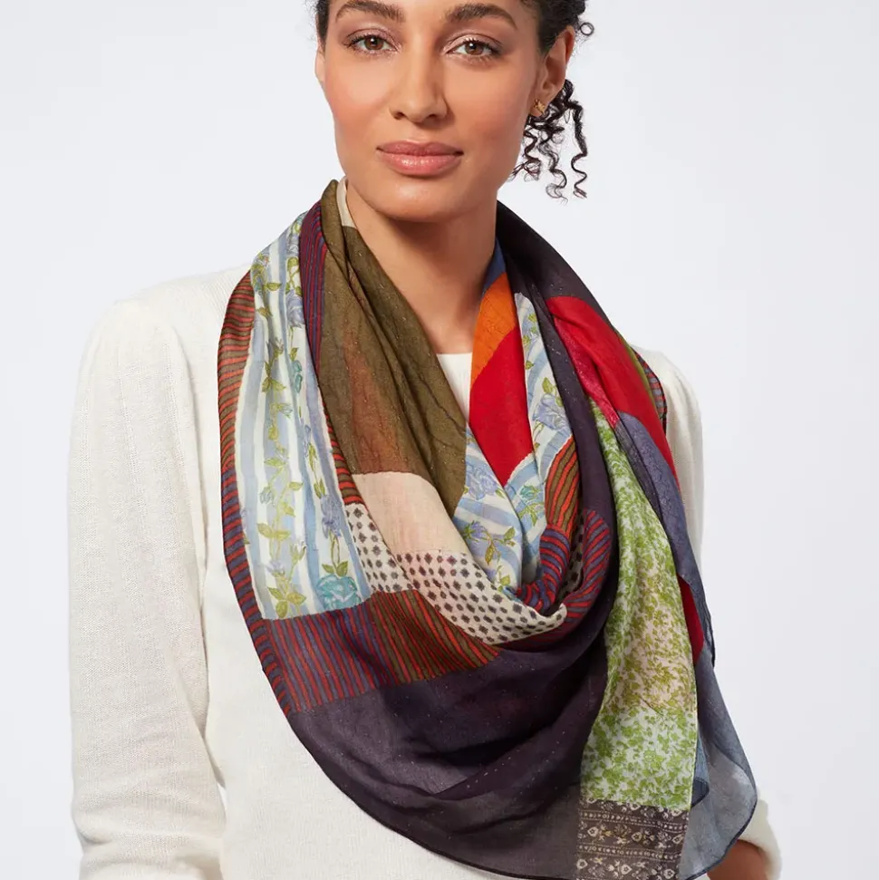 Gee'S Bend Pettway Quilt Design Oblong Silk Scarf