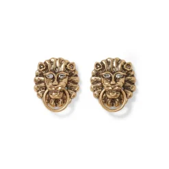 German Lion Door Knocker Stud Earrings