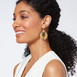 Gilded Age Peacock Feather Large Drop Earrings