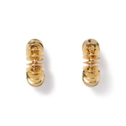 Golden Disc Huggie Earrings