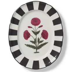 Good Earth Blooming Poppies Oval Platter