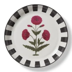 Good Earth Blooming Poppies Bordered Round Serving Dish