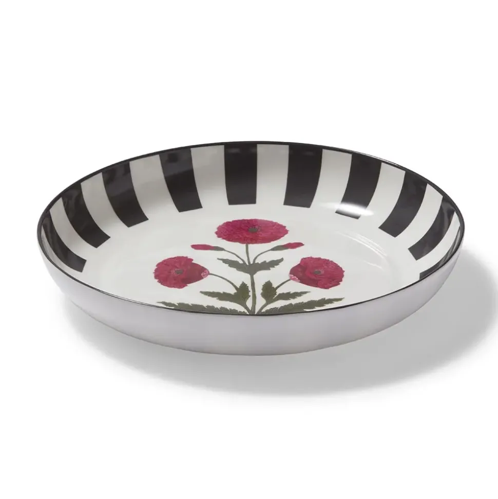 Good Earth Blooming Poppies Bordered Round Serving Dish