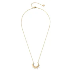 Hammered Crescent Pearl Pendant Necklace