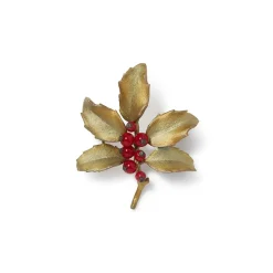 Holly Berry Jade Brooch