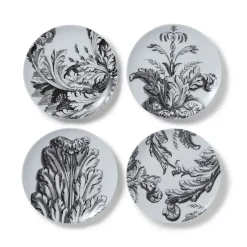 Italian Etched Leaves Side Plate Set