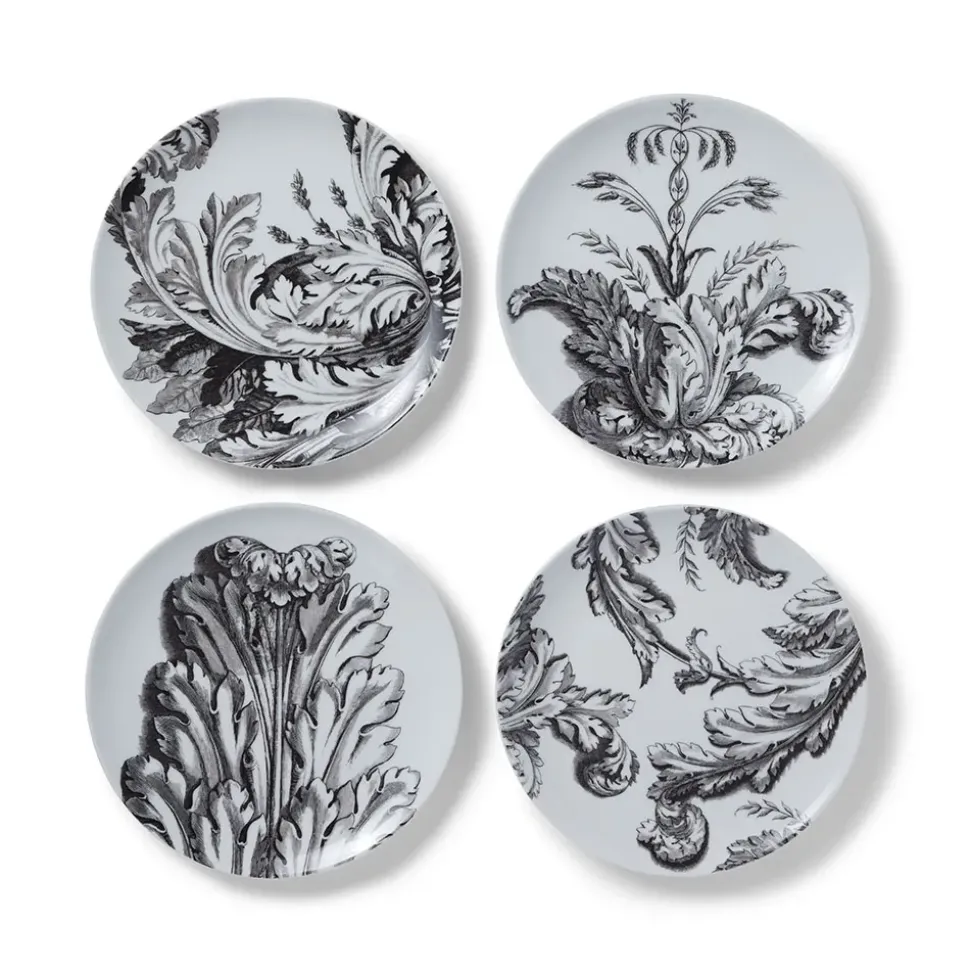 Italian Etched Leaves Side Plate Set