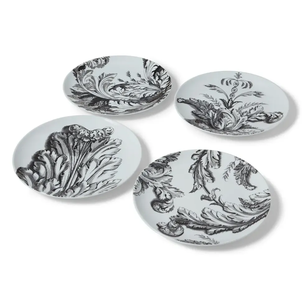 Italian Etched Leaves Side Plate Set