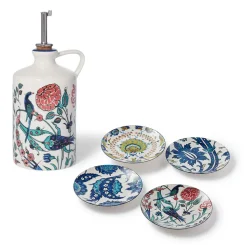 Iznik Garden Oil Cruet And Dipping Bowl Set