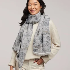 Japanese Birds And Flowers Oversize Jacquard Shawl