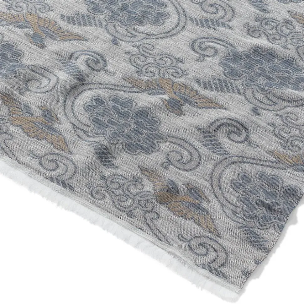 Japanese Birds And Flowers Oversize Jacquard Shawl