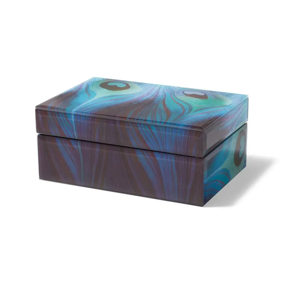 Louis C. Tiffany Peacock Feather Large Glass Box