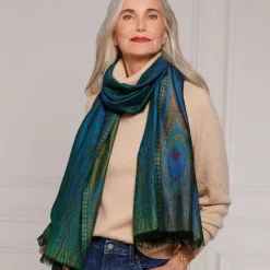 Louis C. Tiffany Peacock Feather Wool-Blend Shawl