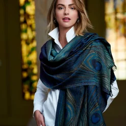 Louis C. Tiffany Peacock Feather Wool-Blend Shawl