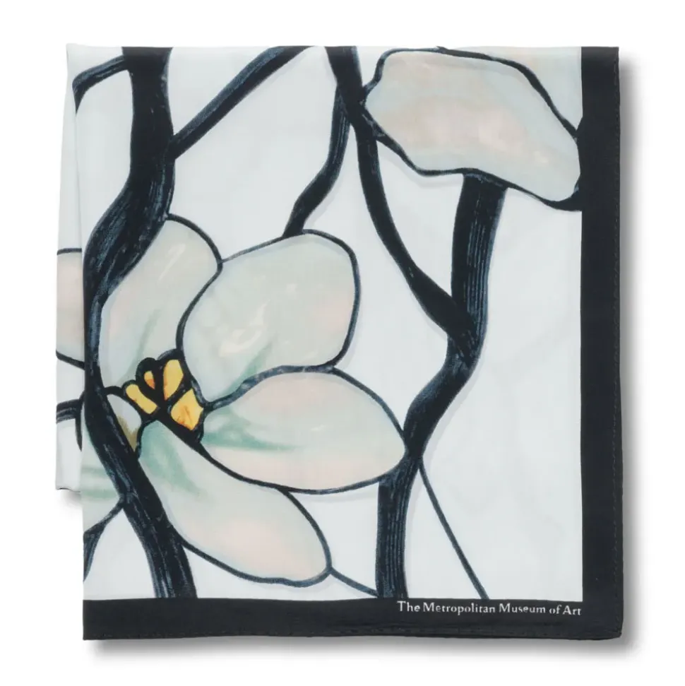 Louis C. Tiffany White Magnolia Oblong Silk Scarf