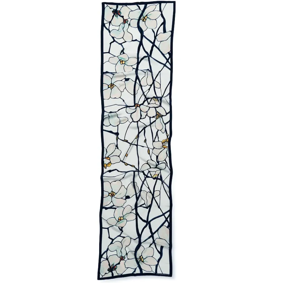Louis C. Tiffany White Magnolia Oblong Silk Scarf