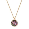 Magnolias And Irises Enamel Pendant Necklace
