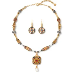 Medieval Byzantine Statement Necklace And Drop Earrings Set