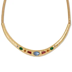 Medieval Stone Collar Necklace And Hoop Earrings Set