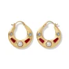 Medieval Stone Crescent Hoop Earrings