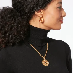 Medieval Stone Crescent Hoop Earrings