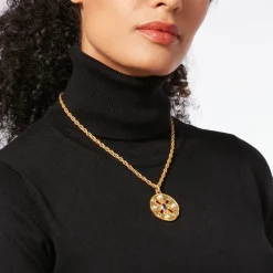 Medieval Stone Medallion Pendant Necklace