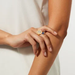 Mediterranean Coin And Stone Ring