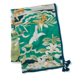 Ming Birds And Flowering Branches Oversize Oblong Scarf