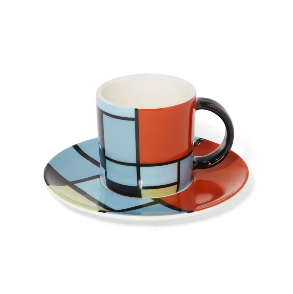 Mondrian Composition Espresso Cup And Saucer
