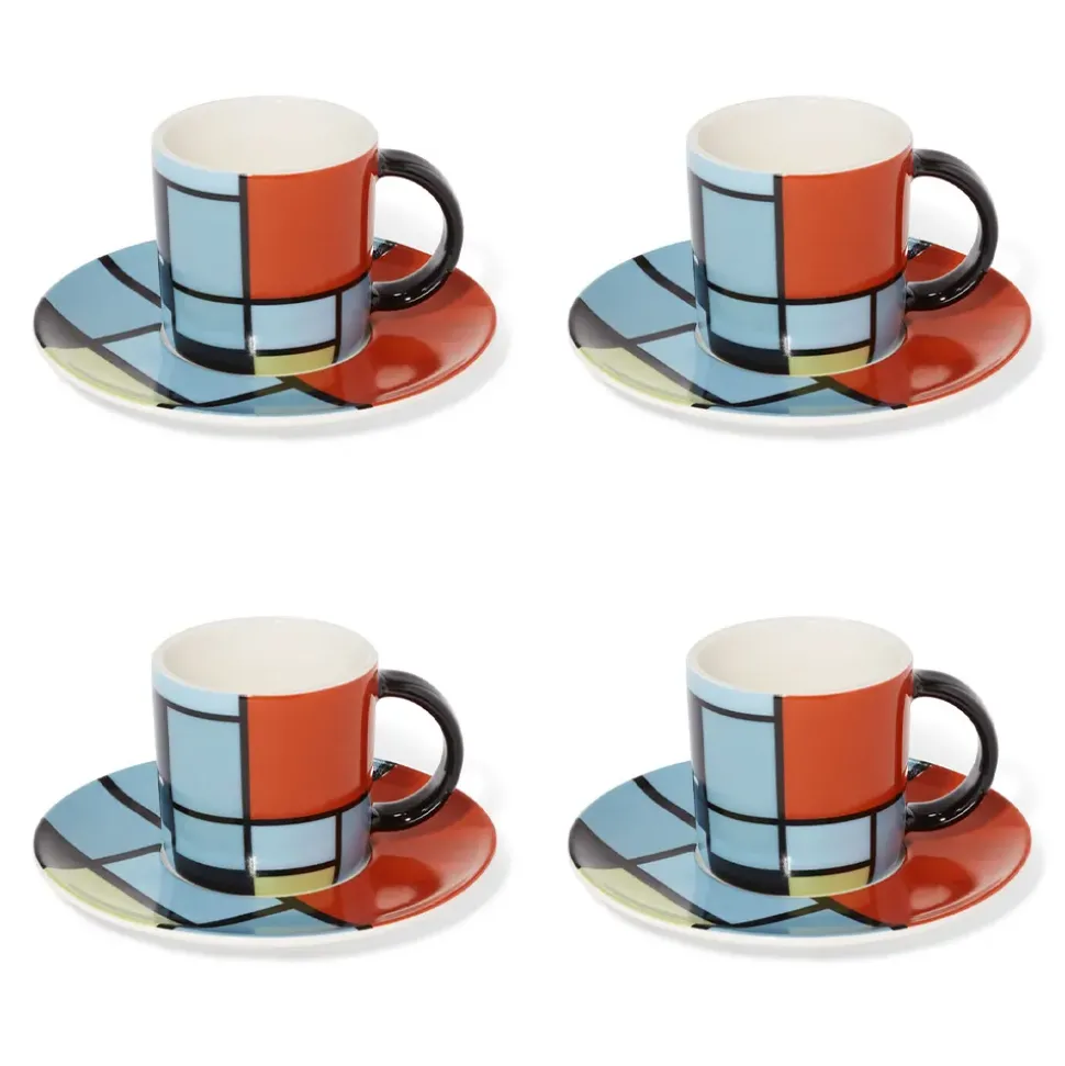 Mondrian Composition Espresso Cup And Saucer