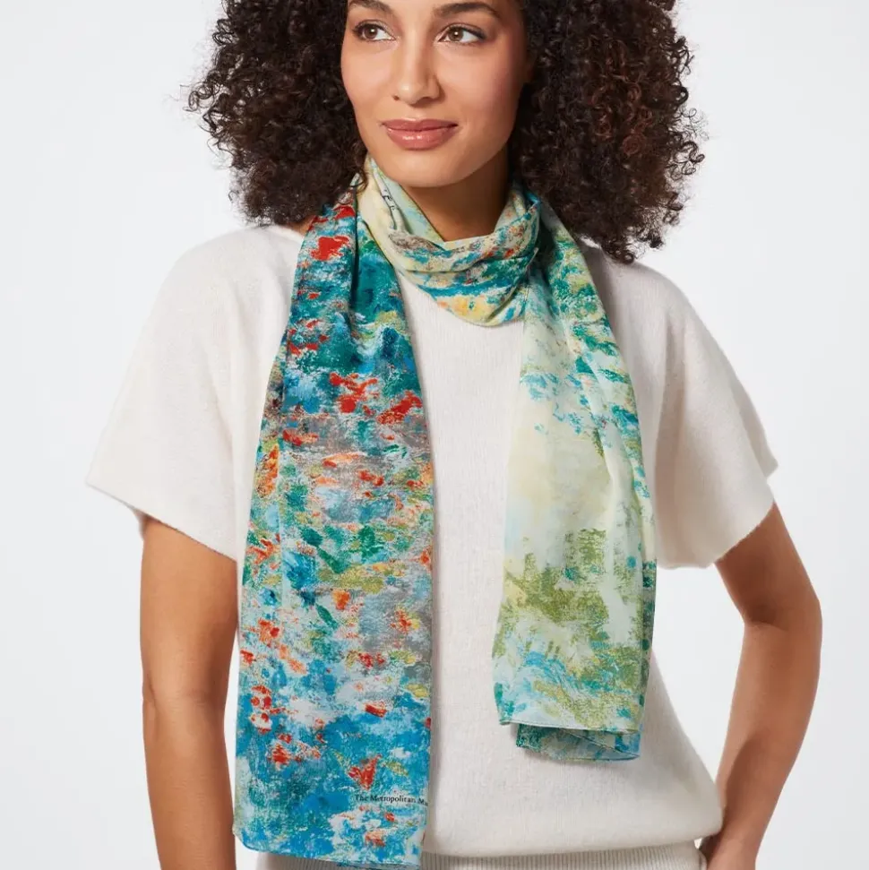 Monet Garden At Argenteuil Oblong Silk Scarf