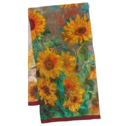 Monet Sunflowers Oblong Silk Scarf
