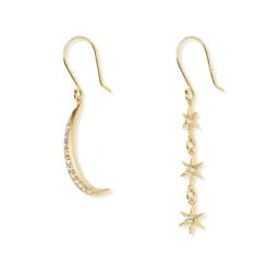 Moon And Stars Drop Earrings