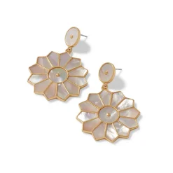 Mother-Of-Pearl Mosaic Statement Double-Drop Earrings