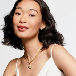 Mother-Of-Pearl Mosaic T-Bar Pendant Necklace