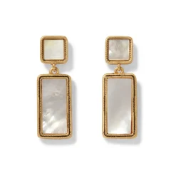 Mother-Of-Pearl Tile Double-Drop Earrings