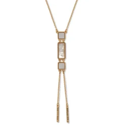Mother-Of-Pearl Tile Double Lariat Necklace
