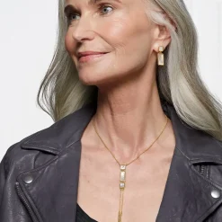 Mother-Of-Pearl Tile Double Lariat Necklace