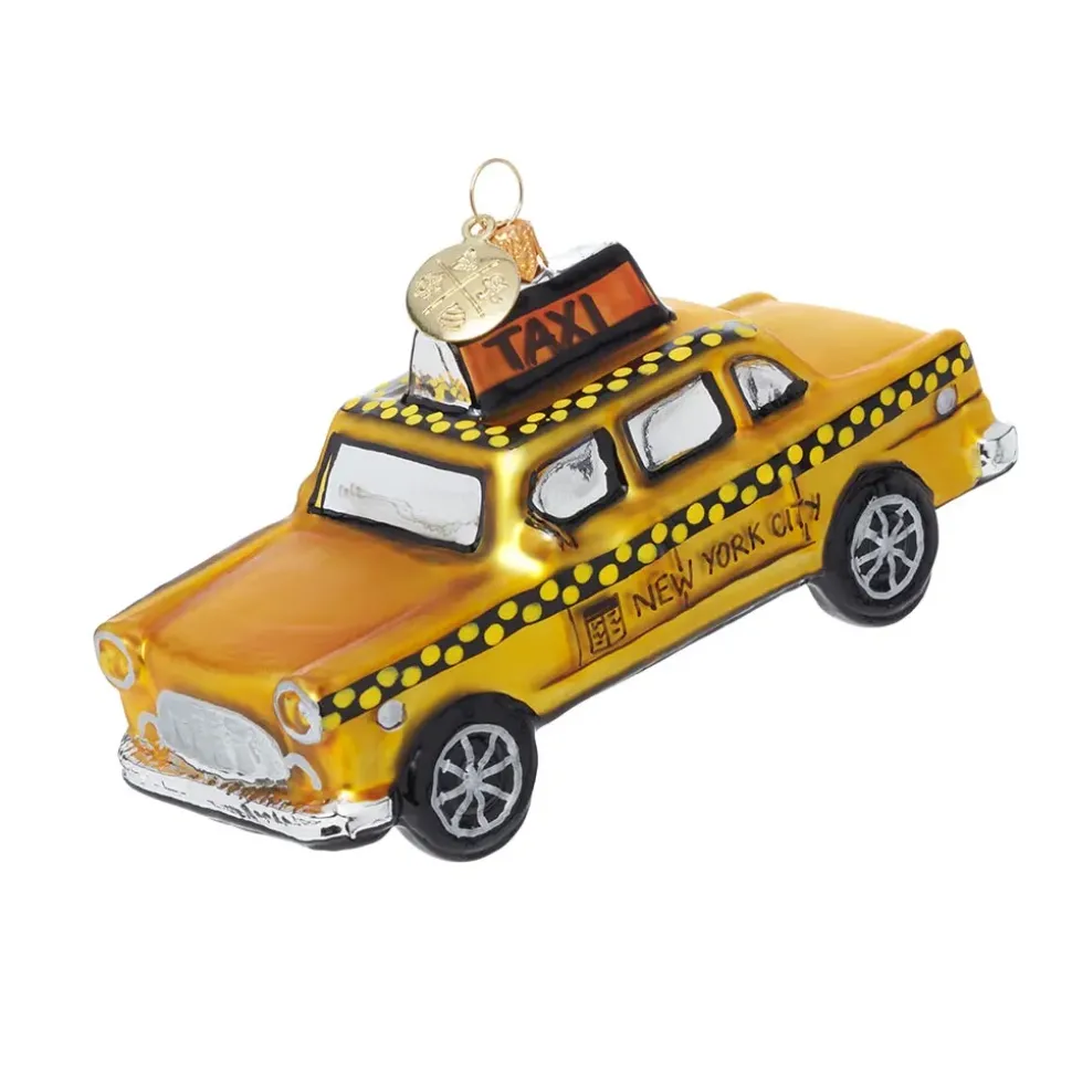 Nyc Taxi Glass Ornament