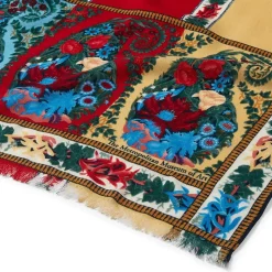 Paisley Border Striped Oblong Wool Scarf