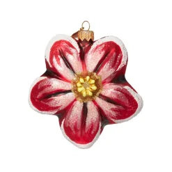 Red Poinsettia Glass Ornament