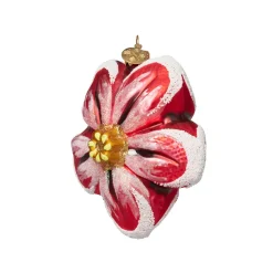Red Poinsettia Glass Ornament
